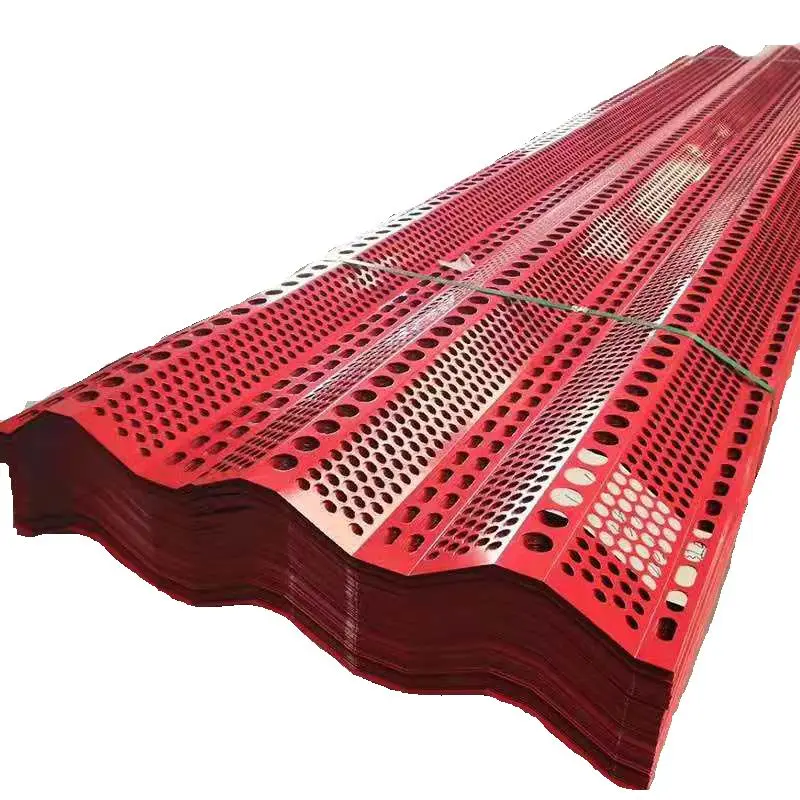 Three-peak flame retardant perforated windproof metal plate windbreak fence