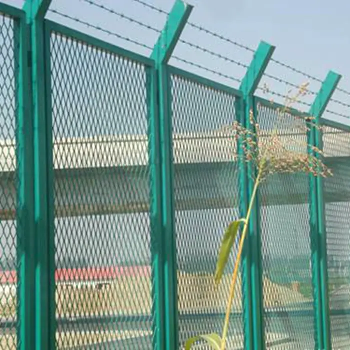 Diamond Hole Aluminum Expanded Metal Fence Panels Anti Glare Fence
