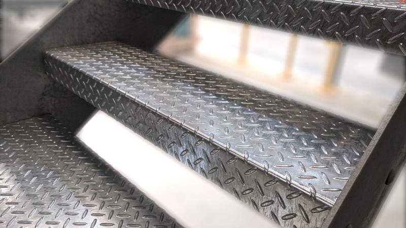 Anti-skid diamond steel plate patterned board for stair treads